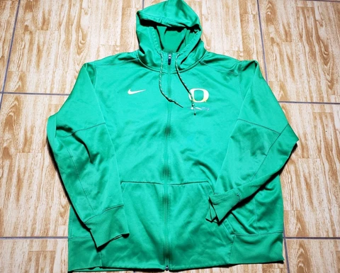 Oregon Ducks Football Nike Dri-Fit Zip Up Hoodie Green Jacket Men's Size 2XL Cover