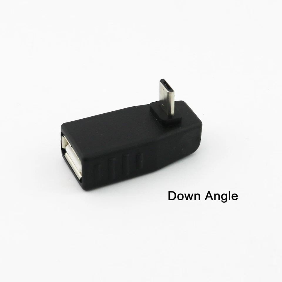 1x USB 2.0 A Female To Down Angle Micro 5 Pin B Male OTG Host Adapter Connector - Image 1 of 4