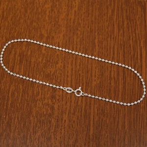 Echt 925 Sterling Silber Diamantschliff Kugel Perle Fußkette - Bild 1 von 1