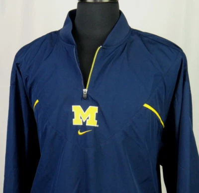 Men's Vintage NIKE Clima-Fit Michigan Wolverines 1/4 Zip Windbreaker Jacket XL - Image 1 of 4