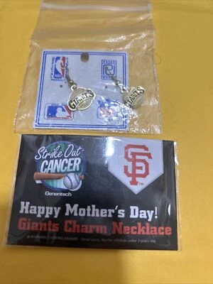 SAN FRANCISCO GIANT MOTHERS DAY NECKLACE STRIKE OUT CANCER + Earrings - Image 1 of 3