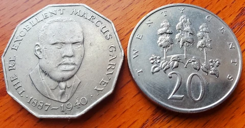 2-Coin Lot: Jamaica 1988 50 Cents & 1989 20 Cents World Coins Mahoe Trees Cover