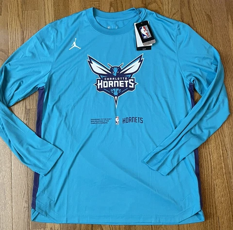 Men's Charlotte Hornets Nike Jordan Pre-Game Shooting Long Sleeve Shirt Large Cover
