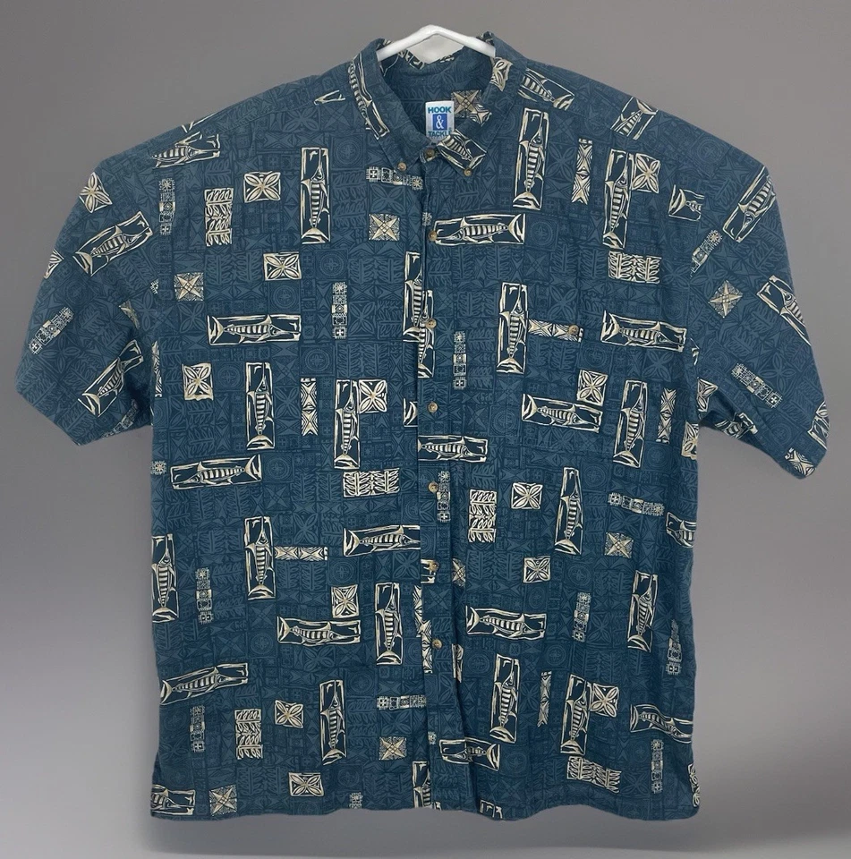 Vintage Hook & Tackle Hawaiian Limited Edition Marlin Rayon Blend Shirt Mens 2XL - Image 1 of 4
