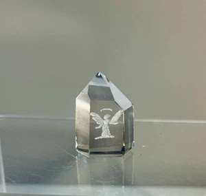 Clear Glass Crystal Prism Guardian Angel Personal Amulet Signed By Artist - Picture 1 of 11