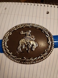 Vintage Nocona Bronc Rider Stacheldraht Gürtelschnalle - Bild 1 von 5