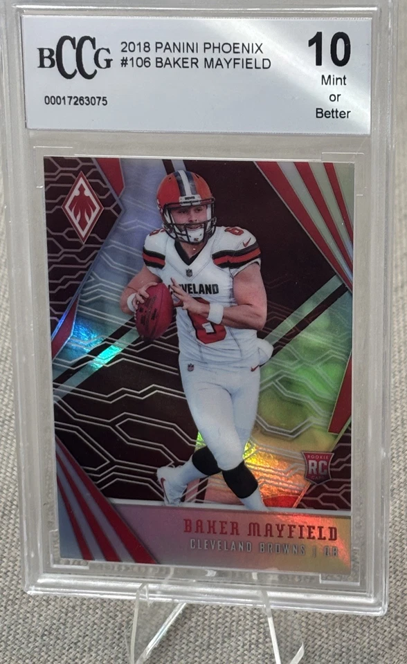 2018 Baker Mayfield Panini Phoenix /299 Holo Rookie (RC) BCCG 10 - Image 1 of 4