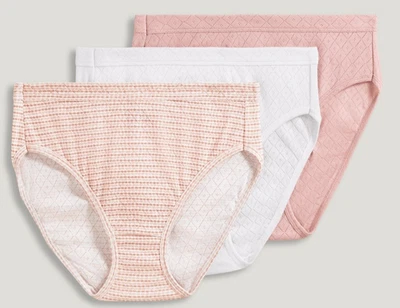 Jockey 3-Pack Elance French Cut 1541 Breathe 100% Cotton Seashell Rose 7/L NIP - Image 1 of 3
