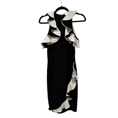 Vestido midi Anne Fontaine negro con cuello con volantes sin mangas para mujer talla 10 Foto 1 de 4