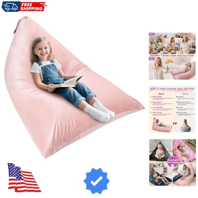 Stuffed Animal Storage Bean Bag Chair for Kids and Adults, Luxury Velvet Stuf... - Image 1 of 4