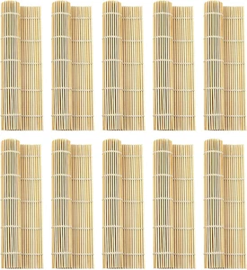 10 PCS 9.5" X 9.5" Natural Bamboo Sushi Rolling Mat - Picture 1 of 12