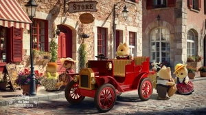 Coche de vida urbana rojo vintage Sylvanian Families Calico Critters - Imagen 1 de 7