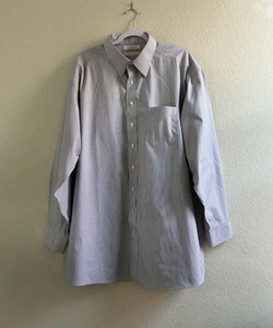 Gold Label Roundtree & Yorke Men's Blue Beige Pocket Non -Iron Shirt Size 18/36 - Picture 1 of 15
