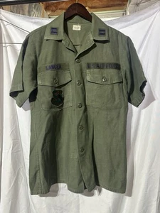 US Air Force Military Shirt Mens L Green Utility OG107 70s Vietnam War Uniform - Picture 1 of 7