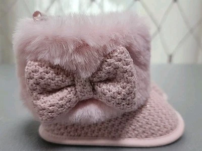 Botas de bebé Stepping Stones rosa con lazo de piel sintética 9-12 meses nuevas T7 Foto 1 de 4