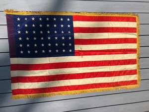 Bandiera americana vintage 48 stelle USA con frangia annodata oro 3' x 5' - Foto 1 di 10