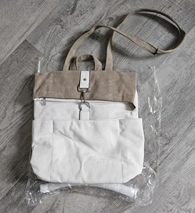 Just Glamour Shoulder Bag Backpack Faux Leather In Beige / Cream Convertible - Picture 1 of 13