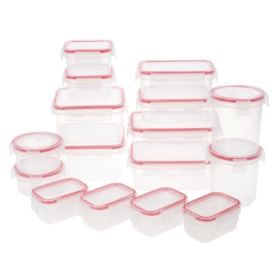 Komax 32 piece Leak proof Multi Shape Food Storage Set Clear Color New - Image 1 of 4