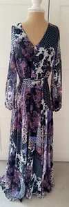 Kaleidoscope Womens Dress Cold Shoulder Maxi Paisley Print Ladies Black Size 10 - Picture 1 of 6