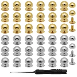 30 Pack 0.3 Inch Purse Handbag Feet Nailhead Round Stud Screw Back Rivet - Picture 1 of 7