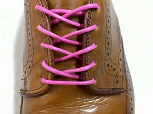 PINK Round Premium Waxed Cotton Dress Shoelaces Shoe Boot Laces Strings - Picture 1 of 3