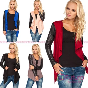 Ladies Waterfall Shrug Long Sleeve Blazer Cardigan Bolero Plus Sizes 8 - 18 8079 - Picture 1 of 8