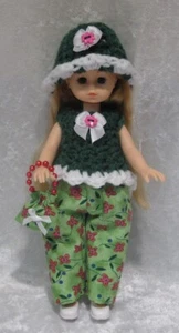 Passend für 8" Slim GINNY #06 Oberteil, Hut, Hose & Handtasche, handgefertigte Puppenkleidung - Bild 1 von 3