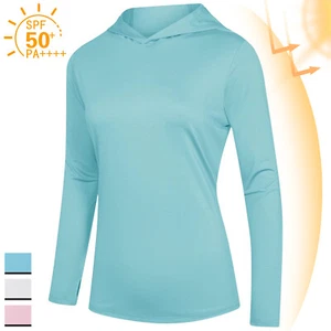 Women's Lightweight Long Sleeve Hoodies UPF50+ Sun Protection UV Shirts Casual T - Picture 1 of 28