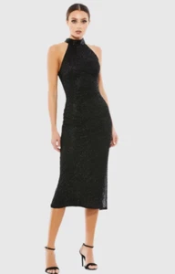 MAC DUGGAL High Neck Halter Sleeveless Midi Dress NWT SIZE 0 $598 MSRP - Picture 1 of 3
