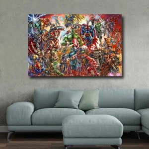 DC And Marvel Band Together - CANVAS OR PRINT WALL ART - Picture 1 of 3
