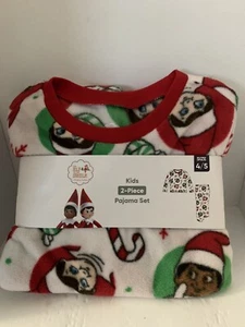 Kids 2 Piece Elf On The Shelf Fleece Pajama Set Size 4/5 - Picture 1 of 2