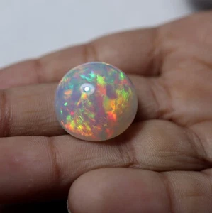 18.7 MM Natural AAAA Multi Flashy Fire Ethiopian Opal Round Cabochon 22.7 Carat - Picture 1 of 13