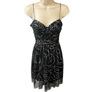 Hailey Logan Dress Black Silver Glitter Mesh Sleeveless Homecoming Juniors 3/4 - Picture 1 of 13