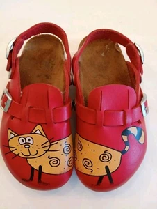 Birkies, Kids Girls Birkenstocks, Cat, Red, Size 26, AU 8.5 - Picture 1 of 13