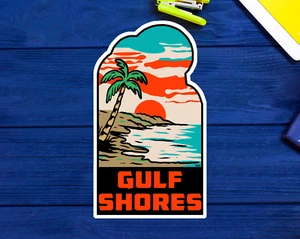 Gulf Shores Alabama Beach Palms AL Sticker 3.75" Vintage Vinyl Laptop Car Truck - Picture 1 of 1