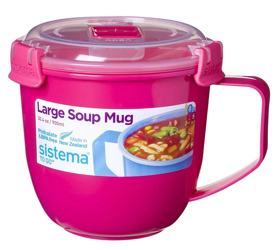 Sistema Microwave Large Soup Mug 30.4oz. / 900ml Blue BPA Orange K3