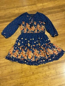 Ryan Michelle dress Floral print Size L stretchy waist blue nwt - Picture 1 of 10
