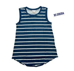 Tanque de cacao Xs LuLaRoe azul blanco rayas rayón elástico se adapta a 2/4 - Imagen 1 de 2