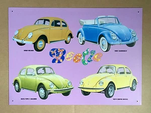 VW Volkswagen Beetle compilation - Tin Metal Wall Sign - Picture 1 of 1
