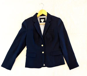 J Crew Schoolboy Blazer Style#92480 Wool Blend Navy Blue Lined Size 6 EUC Preppy - Picture 1 of 9