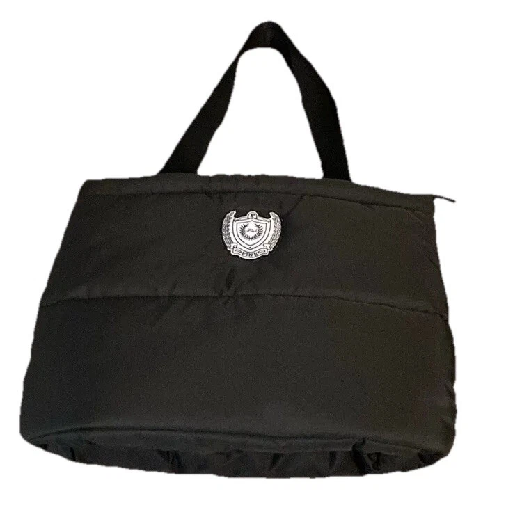 Bolso de Mano Victoria Secret Rosa Negro Puffer Acolchado Cremallera Hombro Nylon Foto 1 de 4