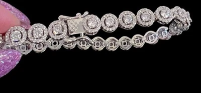 "Nuevo Brazalete RACHEL ZOE Circonita Cúbica 7"" Tenis Color Plata"  Foto 1 de 4