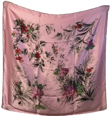 Dolce & Gabbana floral print scarf pink silk square women fashion accessories - Image 1 of 2