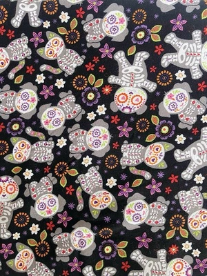 1 Yard Joann Doodles Day of the Dead Knit Fabric Cat Dog Teddy Bear 60” Wide - Image 1 of 4