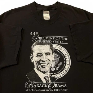 Camiseta De Colección Barack Obama Para Hombre XL Algodón Negro 44º Presidente de los Estados Unidos Y2K - Imagen 1 de 6