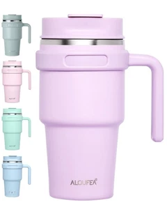 Aloufea 20 Unzen Thermo Kaffeebecher Becher mit Griff, Edelstahl Trave... - Bild 1 von 7