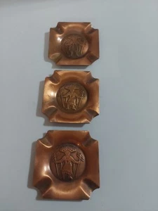 Copper HOPI DANCER Metal Small Ashtrays (Set Of 3) - Picture 1 of 4