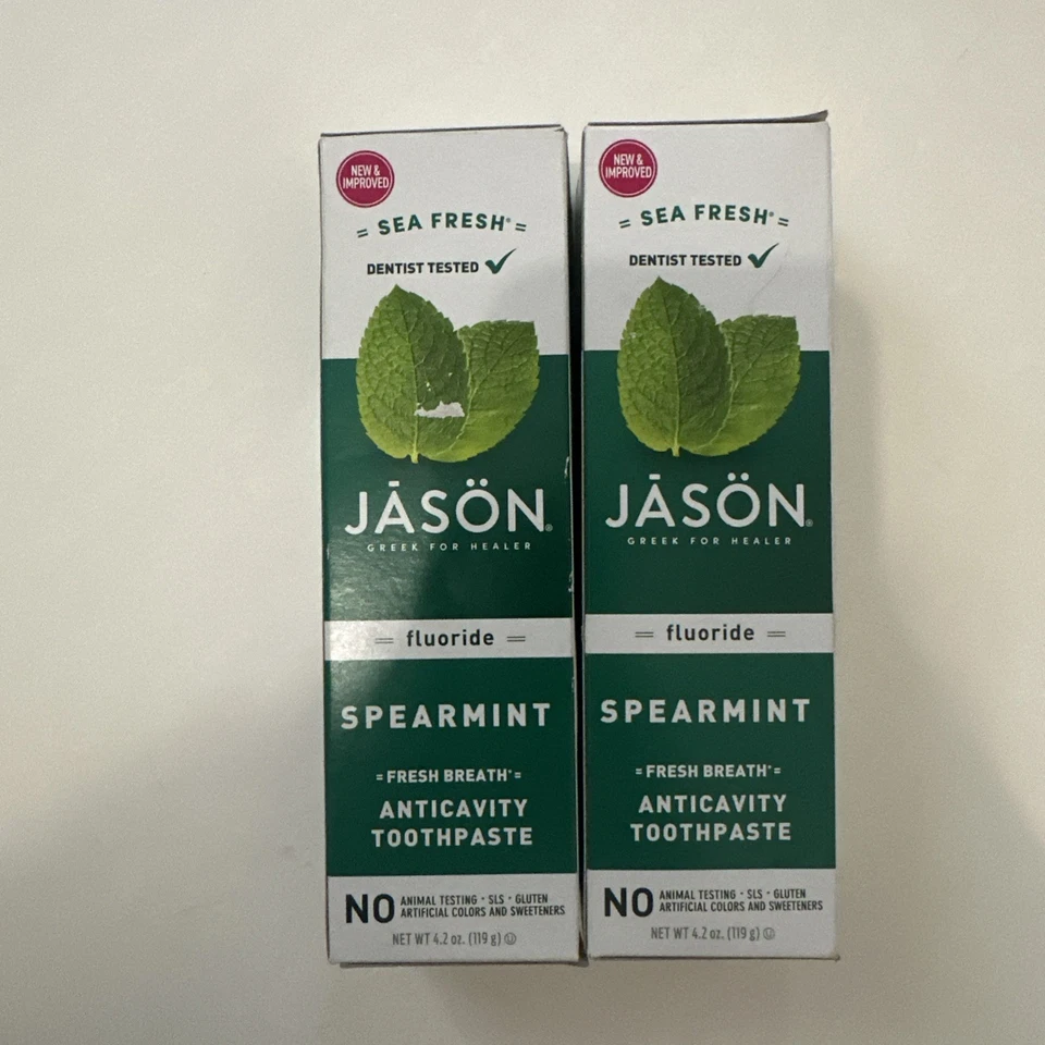 (2) Jason Natural Powersmile Spearmint Toothpaste with Fluoride Exp. 06/2026 - Image 1 of 3