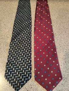 Menge 2 BUSATI 100 % REINE SEIDE HANDGEFERTIGTE HERRENKRAWATTE BLAU weinrot Blumen  - Bild 1 von 7