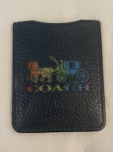 Porte carte téléphone cuir Coach bleu cheval et calèche - Occasion a besoin d'adhésif - Photo 1 sur 3